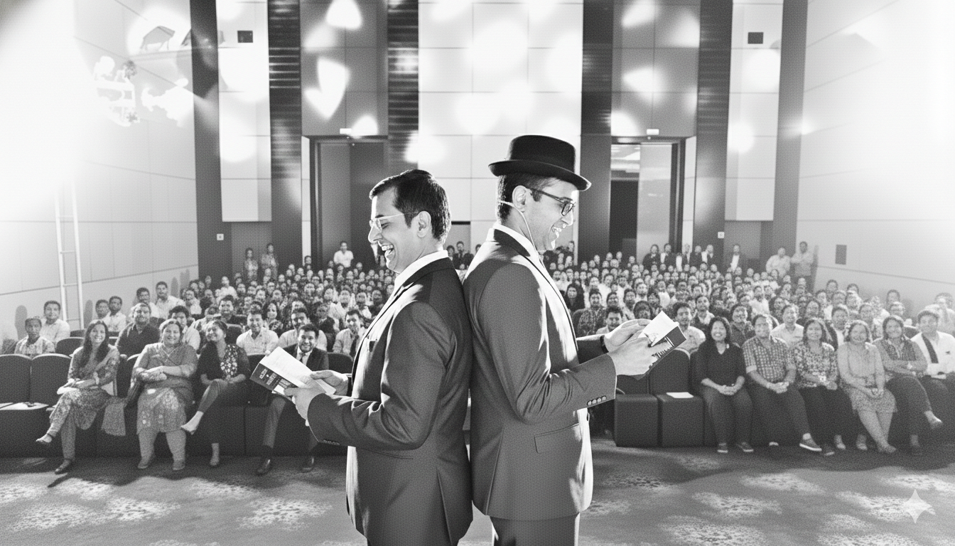 Corporate Mentalist performing for a large crowd