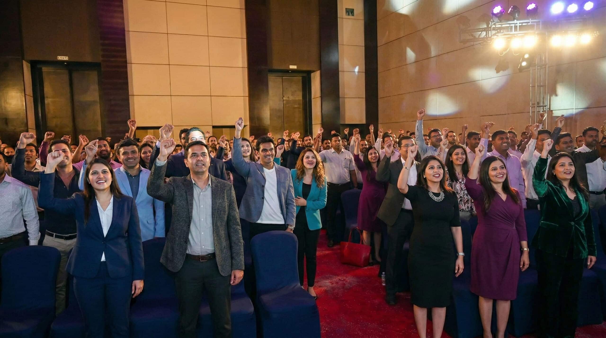 Corporate Audience watching live Entertainment Corporate4 Mentalist performing for a huge audience in India